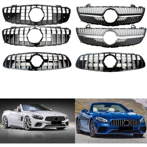 Front Bumper Racing Grill Billet Grille Cover For Mercedes-Benz R231 SL Class 2013-2021