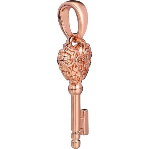 Regal Key Necklace Pendant Fits charms Rose Gold original Bracelets For Woman DIY Beads For Jewelry Making