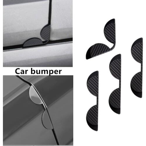 New 4 Pcs Carbon Fiber Black Car Door Protector Strip Bumper Auto Guard Corner Protection Anti-Collision Strip Vehicle Adornment