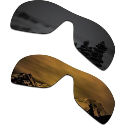 SmartVLT 2 Pieces Polarized Sunglasses Replacement Lenses for Oakley Antix Stealth Black and Bronze Gold