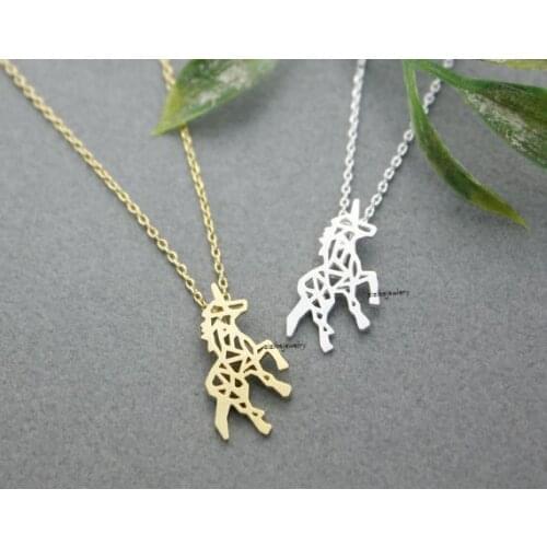 Daisies 1PC Animal Hollow Unicorn Horse Pendant Necklace for Women Minimalist Jewelry Statment Necklaces Party Gift for Girls