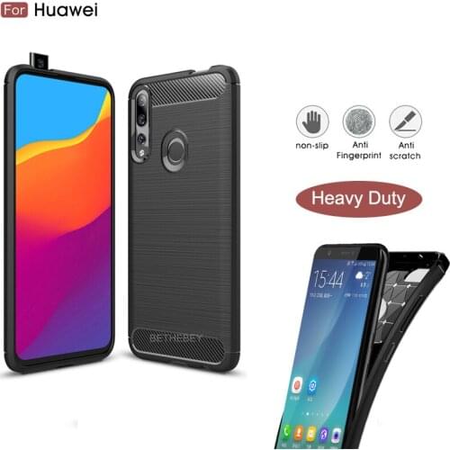 Luxury Silicone Bumper Anti-Shock Soft Carbon Fiber Case For Huawei Honor 10 9i 7A y6 y5 y9 2018 play mate RS Shockproof Cover