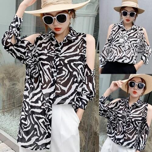 Fashion Womens sexy Hot Autumn Shirt Ladies Leopard Elegant Off Shoulder Long Sleeves Women Loose Summer Top Blouse Shirt