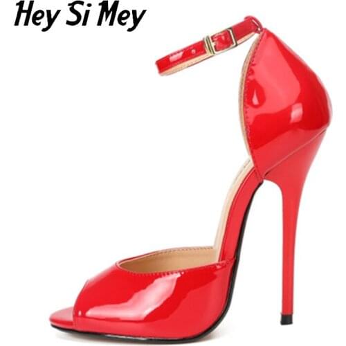 Womens Sandals Shoes Summer Sexy Thin Heel High Heels 13CM Peep-toe Sandals Women Shoes Fashion Bridal Shoes Large Size 40-50