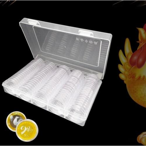 Wide Application 100Pcs/Set Useful Acrylic Round Protective Cases Portable Coin Boxes Collectible for Gifts