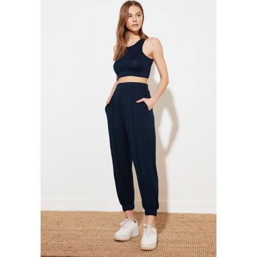 Trendyol Pettitoes Wheel Baggy Looking Viscose Knitted Pants TWOSS21PL0582