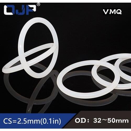 5PCS/lot Silicon Ring Silicone/VMQ O ring Seal OD32/34/35/38/40/42/44/45/48/50*2.5mm Thickness Rubber O-Ring Seal Gaskets Washer