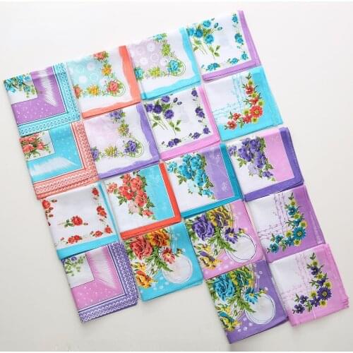 10Pcs Vintage Cotton Women Hankies Embroidered Butterfly Flower Hanky Floral Assorted Cloth Ladies Handkerchief Fabrics Random