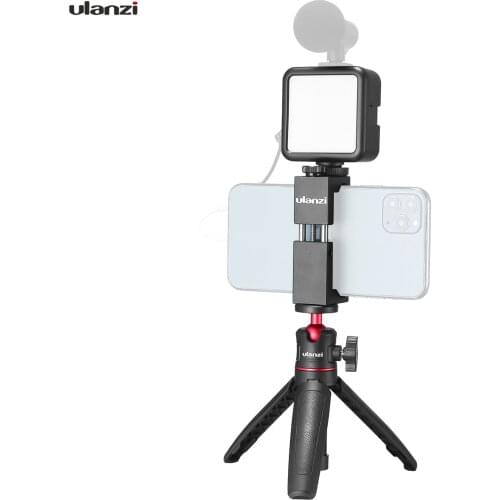 Ulanzi Phone Video Vlog Kit with Selfie Stick Tripod LED Fill Light Phone Clamp Holder Universal 1/4 Cold Shoe Mounting