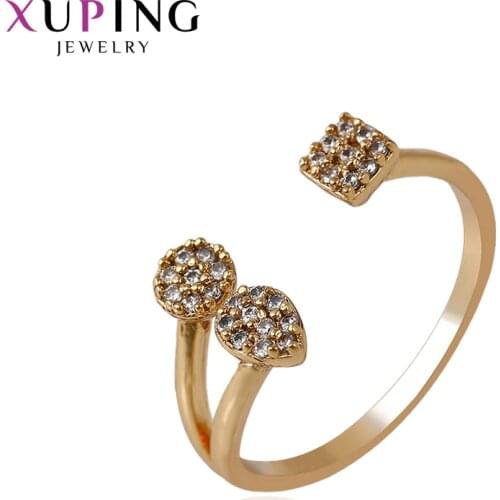 Xuping Fashion Elegant Gold Color Plated Jewelry Ring Synthetic Cubic Zirconia for Women Christmas Gift 14133
