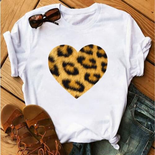 Womens fun leopard print big lips t-shirt female summer short-sleeved t-shirt female round neck Harajuku t-shirt female t-shirt
