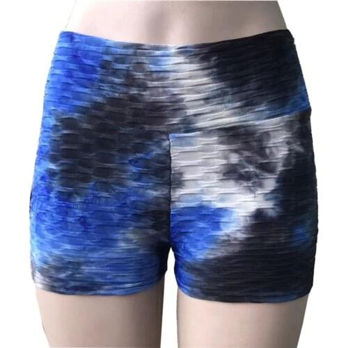 New Arrival Women High Waist Sport Shorts Ladies Fitness Jogging Tie-dye Slim Fit Stretchy Yoga Short Pants for Summer Clothing
