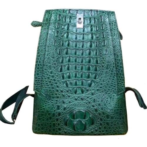 Fanzunxing women backpack women crocodile leather bag green crocodile skin double shouolder bag fashion men women