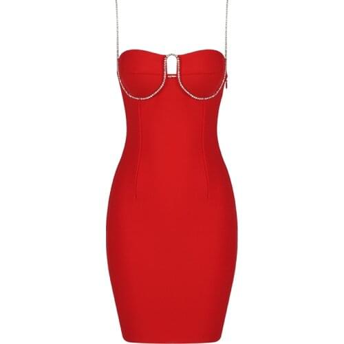 Top Quality Fashion Red Sexy Slash Neck Backless Diamonds Designer Elegant Evening Party Bandage Dress
