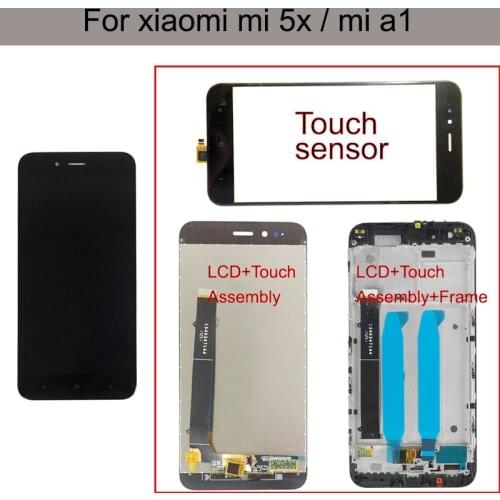 For Xiaomi A1 Screen LCD Display Touch Screen Glass Panel Sensor With Frame Digitizer Assembly Replacement For Xiaomi MI A1 MI5X