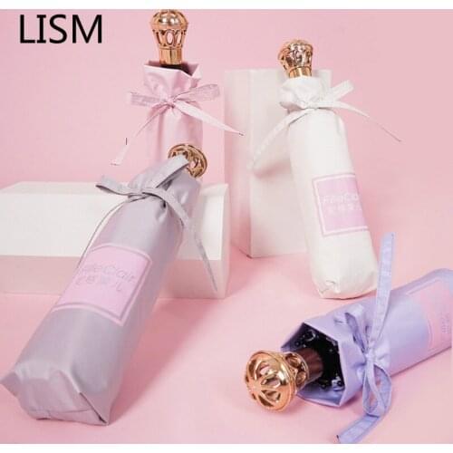 LISM Brand Crown Handle Umbrella Rain Women uv Sunny&Rainy Designer Crown Umbrella For Women Windproof Folding Umbrellas YS741