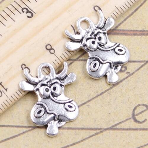 10pcs Charms Milk Cow 23x17mm Antique Silver Color Pendants Making DIY Handmade Jewelry Factory Wholesale