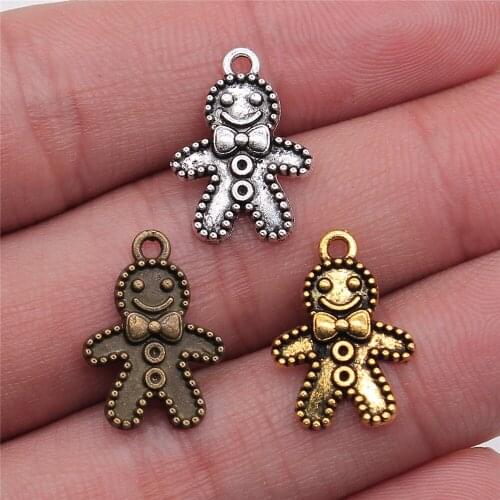 20pcs 18x12mm Charm Gingerbread Man 3 Colors Tie Bow Boy Charms Cute Boy Pendant Charms For Jewelry Making