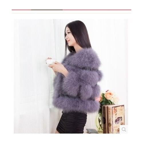 2017 Winter Super Solid colour real Ostrich Fur Long Sleeves Fur Coat Womens Short Design Outer Fur Cape Ladies Winter Coats