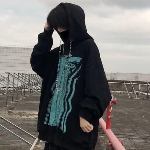 2021 Gothic Harajuku Retro Top shadow Clothes hiphop Hoodie printed streetwear Large size women Korean loose top harajuku cotton