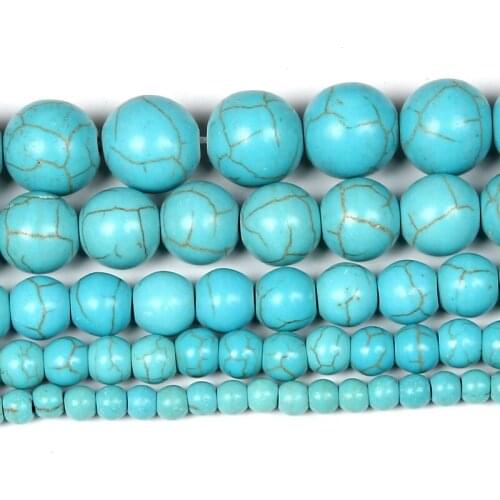 4-12mm Natural Stone Beads Round Smooth Loose Turquoises Stone Beads For Jewelry Making DIY Charm Bracelet Necklace Handmade