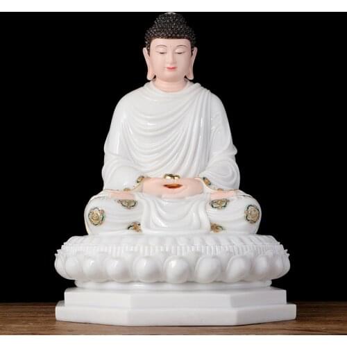 48CM large Southeast Asia Buddhism HOME temple high-grade Sakyamuni Amitabha Buddha Patron saint jade statue bless safety health