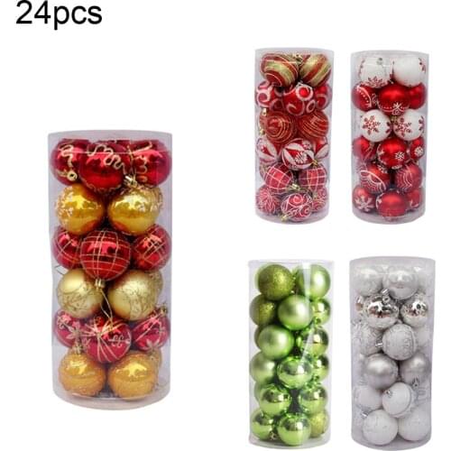 24pcs Painted Colorful Christmas Ball, Xmas Tree Ball Ornaments for Xmas Trees Wedding Party Decoration (2.36 inch/ 60mm)