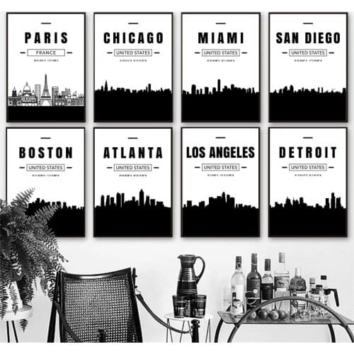 Paris Miami Chicago Boston Atlanta Detroit City Map Wall Art Canvas Painting Nordic Posters And Prints Wall Pictures Living Room