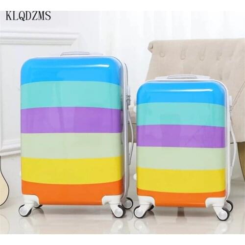 KLQDZMS 20/22/24/26inch fashion women rolling luggage spinner on wheekls PC password travel suitcase for girls