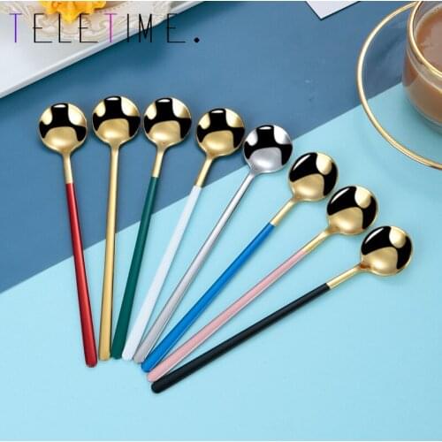 Coffee Spoon Shovel Ice Cream Spoon Scoop Creative Spoon tea-spoon Fashion Tableware Stainless Steel Tableware Kitchen Supplies