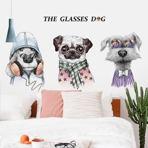 Creative Dog Wall Stickers Teenagers Living Room Bedroom Decoration Aesthetic Self Adhesive Wallpaper Animal Wallstickers Art