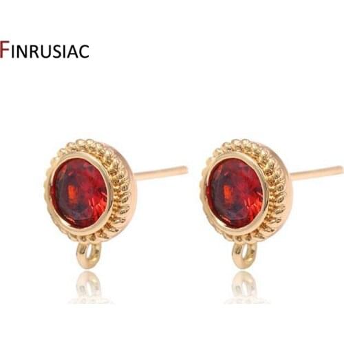 Accessories For Earrings Jewelry Making High Quality 14K Gold Plated Zircon Round Earring Hooks Findings Wholesale
