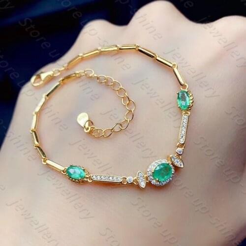 Natural emerald bracelet 925 silver luxury atmosphere birthday & wedding gift
