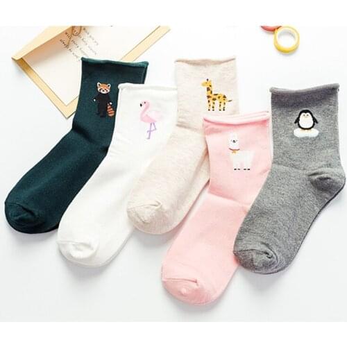 Casual Modis Harajuku Cartoon Funny Women Casual Socks Women Short Sock Animal llama lolita Happy Socks Female