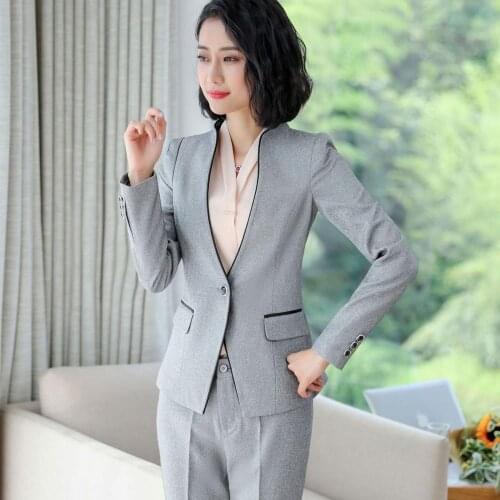 IZICFLY New Autumn Spring Formal Trouser Set Uniform Designs Women Office Blazers SPA Elegant Business Pant Suits Plus Size Work