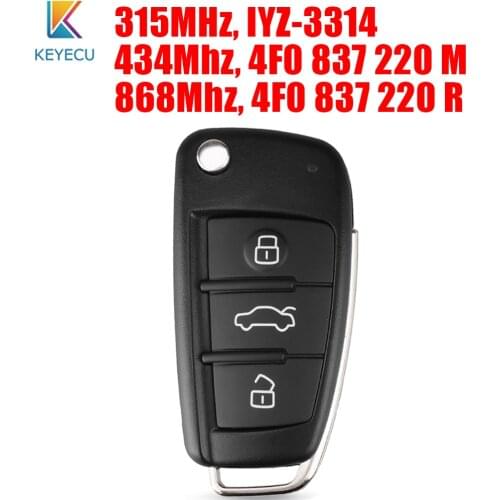 KEYECU Remote Car Key Fob FSK 315 / 434 / 868Mhz with 8E Chip for Audi A6 S6 Q7 2004 2015 IYZ-3314 4F0837220M