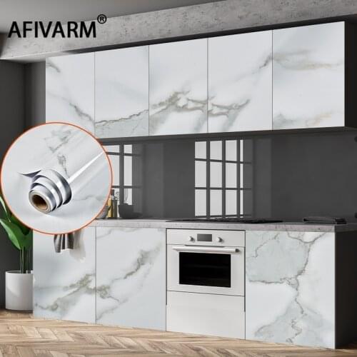 PVC Films Wall Stickers Marble Waterproof Self Adhesive Wall papers Bathroom Kitchen Cabinets Wall Decoration Sticky Paper Decal