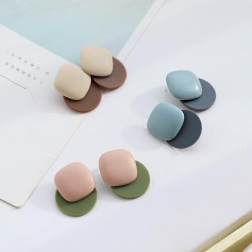 Mixcolor Exaggerated Geometry Stud Earrings 925 Silver Pin Korea Style Sweet Earring 2021 New Fashion Jewelry