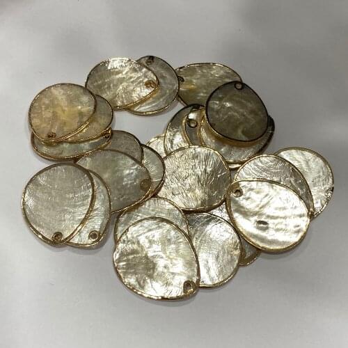 Natural Shell Pendants Waterdrop Shape Mother of Pearl Shell Charms Gold Edge Accessories for Jewelry Making Earring Craft