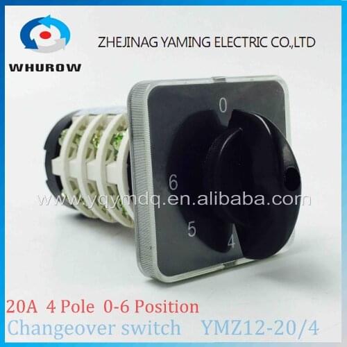 Rotary switch knob 6 position 0-6 YMZ12-20/4 universal manual electrical changeover cam switch 20A 690V 4 section high quality