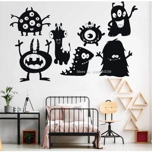 DIY Self-sticking Monster Silhouette Wall Decal For Kids Room Vinyl Wall Art Cute Decor for Childrens Playroom Bathroom LC1437