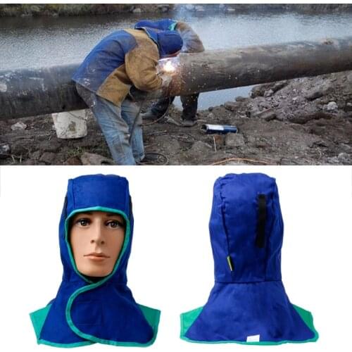 Blue Washable Flame Retardant Helmet Comfort Welding Neck Face Protection Hood Practical Welder Head Cap Cover 410mm
