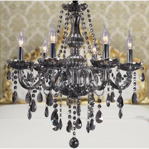 Modern LED Crystal Chandeliers Lighting Gray Crystal Chandelier Lamps Led Avize Home Lighting Fixture 6 8 10 arms led avize