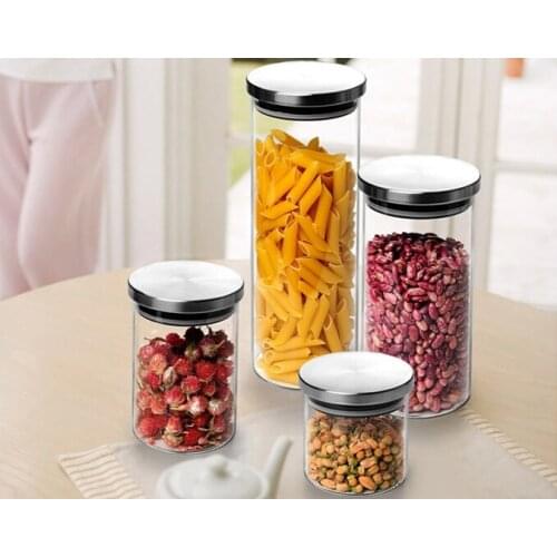 1PC Glass Sealed Storage Bottles For Spices Food Storage Container Moisture-proof Kitchen Confectioner Sealed Cans JO 1049