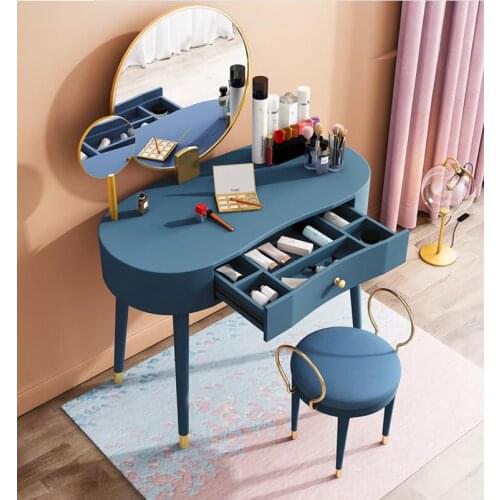 Solid wood dressing table modern minimalist bedroom light luxury dressing table with mirror integrated net celebrity home Nordic