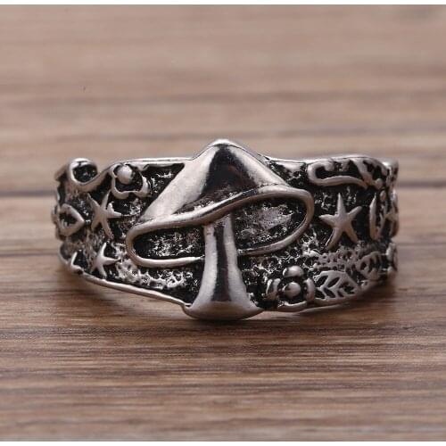 Vintage Star Flower Pattern Ring for Women Men Multi Size Femme Statement Retro Punk Hip Hop Biker Finger Party Night Club Ring