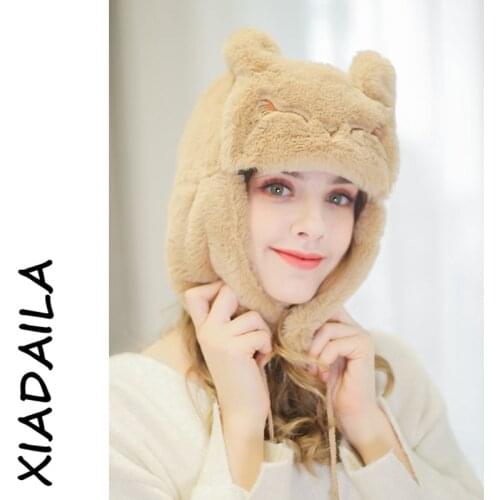 Women Warm Earmuffs Thicken Ear-flapped Hat Faux Fur Bomber hat Winter Faux Fur ThundercapChristmas hat party hat halloween hat