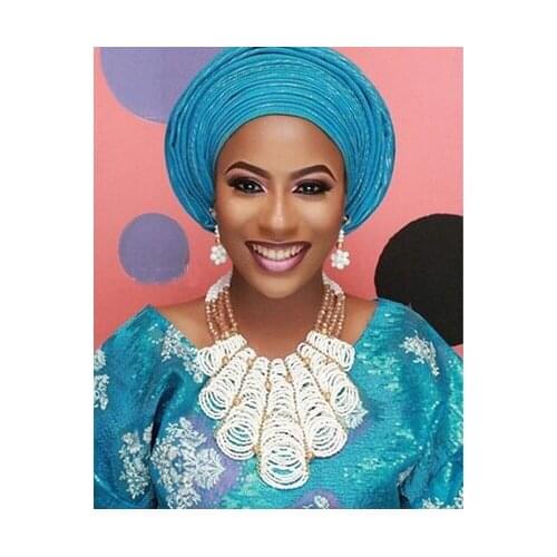 Women Indian Nigerian Bridal Statement Necklace Set Luxury White Beads Bib Wedding African Jewelry Sets for Gold Jewelry ABH605