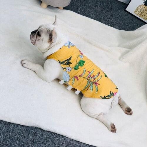 Hawaiian Style Dog Clothes Puppy Dog Vest Cotton Linen Puppy Dogs Costume Summer S-3XL Pets Clothing Fat Dogs Clothes Bulldog