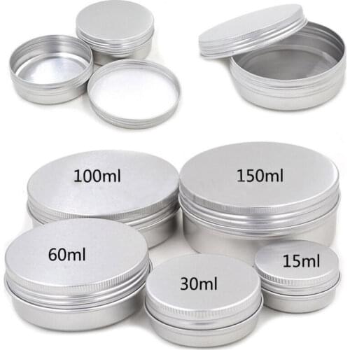 1X Aluminium Empty Cosmetic Pot Jar Tin Container Silver Box Screw Lid Craft New